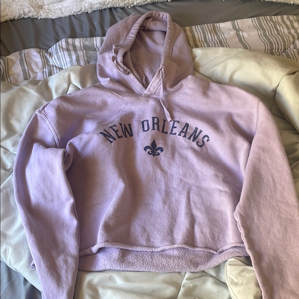 Purple Cropped New Orleans Hoodie